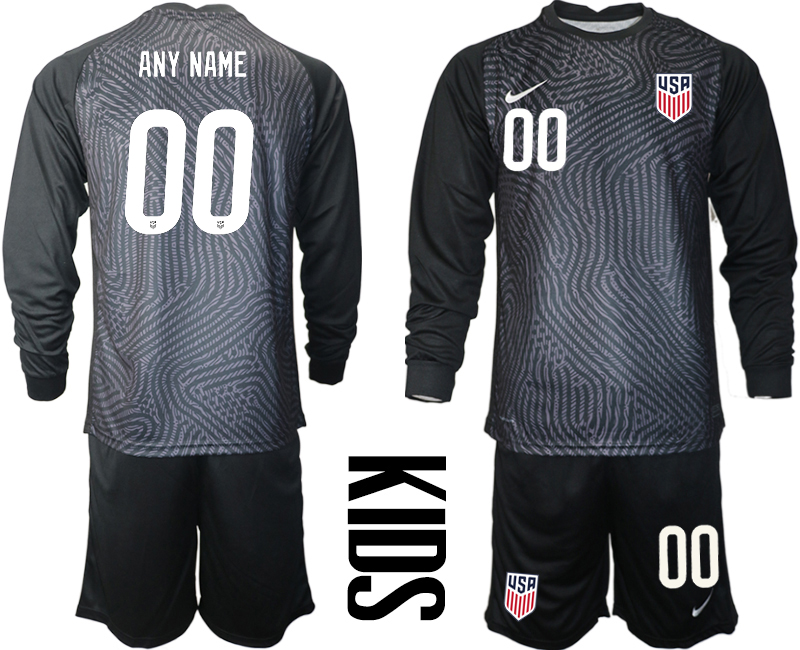 Youth 2020-2021 Season National team United States goalkeeper Long sleeve black customized Soccer Jersey